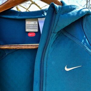 NIKE FIT THERMA Active Teal Bue, Hooded, zip-front Jacket